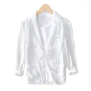 Męskie garnitury 2024 Striped Casual Suit Płaszcz Sztuczny bawełniany luźny i stylowy wszechstronny, duży stały top