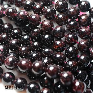 Jewelry Meihan Free Shipping Natural 6mm 8mm 9.510.5mm Red Garnet Smooth Round Gemstone Beads for Jewelry Making Design Gift