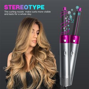 Toppkvalitet Electric Hair Brush 5-i-1 Uppvärmd kam Automatisk Curling Iron Professional Rod Home Hot Air Brush Styling Toolkit Automatisk sug Hårstylingkam