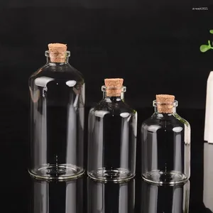 ボトル25pcs透明な鉛のないガラス密閉缶貯蔵タンク食品穀物瓶創造コルクティーコンテナキッチン