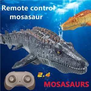 Båtar elektriska RC -båtar RC Squirt Mosasaurus Toy Remote Control Animals Robots Bath Tub Pool Electric Toys For Kids Boys Children Cool S
