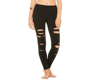 Fori Leggings neri Pantaloni legging Donna Fitness Streetwear Leggings elasticizzati a vita alta8085859