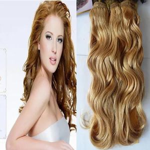 Tramas de cabelo yuntian 27 morango loira brasileira onda do corpo remy tecer cabelo 1 pçs 12 polegadas a 28 polegadas pacotes de cabelo humano trama frete grátis