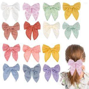 Hair Accessories CN 28Pcs/lot 2024 5" Cotton Bow Clips Kids Girls Hairpins Barrettes Child Headwear Wholesale Price