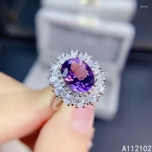 Cluster Rings KJJEAXCMY Fine Jewelry 925 Sterling Silver Inlaid Natural Amethyst Trendy Girl Ring Support Test Chinese Style