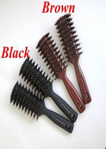 Escova de cabelo com cerdas de javali, cor marrom, pente para extensões de cabelo, pente de cabelo profissional para salão de beleza 7469557