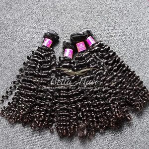 ウェフト最高品質マレーシアヘアグレード9Aナチュラルブラックカーリーヘアウェフト1024インチ4PCSロットヒューマンヘアウィーブフリー