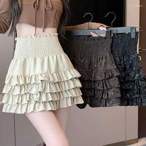 Skirts Sutimine Cake Skirt Frosted Wide Elastic High Waist Girl Slimming Fluffy Half Length Short Korean Fashion