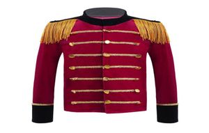 Jackets 416 Red Kids Boys Circus Costume Velvet Long Sleeves Coat Gold Braid Tassels Drum Trumpet Team Honor Guard Performance Un7880912