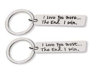 Custom Couple Jewelry Keychain I LOVE YOU MORE THE END I WIN Stainless Steel Charm Keyring Valentines Day Gift Husband Wife Gift5863698