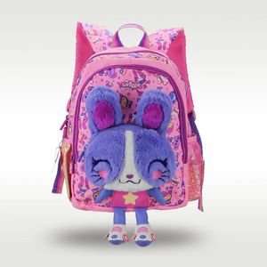 Australia Smiggle Original Children's Schoolbag Girls Pink Rabbit Shoulder Backpack Kawaii 3-7 Years Old Modelling Bag 14 Inches 240102