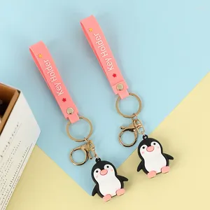 Keychains 1pcs Cute Penguin Doll Key Chains Couple School Bag Pink Sweet Pendant Car Decor Keychain Friends Gifts