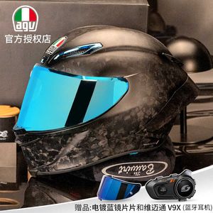 Helmets Moto AGV Motorcycle Design Safety Comfort Agv Pista Gprr Chameleon Butterfly Ice Blue Motorcycle Four Seasons Anti Drop Carbon Fiber Full Helmet U20V