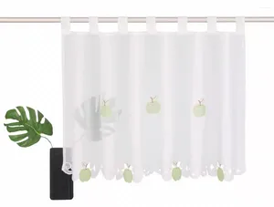 Curtain Wear Rod Floral Embroidery Short Strawberry Lemon Apple Kitchen Coffee Room Curtains Half Panel Drapes