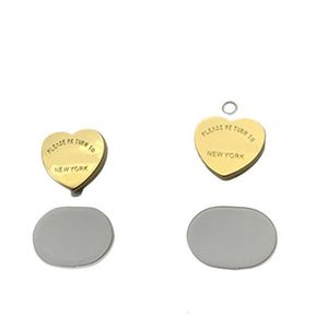 Stud Stud T Gold Heart Earring Women Rose Stud Par Flanell Bag Rostfritt stål 10mm tjock piercing smycken gåvor Kvinna Tillbehör Partihandel xfjz