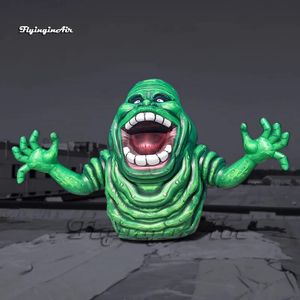 Svängar 4,5 m (15ft) Skrämmande stora uppblåsbara slimer Ghostbusters Ghost Character Balloon Air Bow Up Green Monster för Halloween -dekorationer