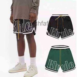 Men Women Casual Mesh Leather Embroidered Track Breathable 2022ss Rhude Elastic Waist Drawstring Shorts RKND 65XQ