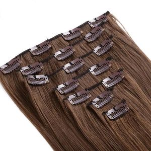 Extensions blonde brown black brazilian virgin human hair clip in hair extensions straight unprocessed clip ins 1226 inches