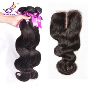 Wefts Cheap Human hair body wave 3bundles with 1pcs top closure rosa hair unprocessed brazilian body weave & silk lace closure free midd