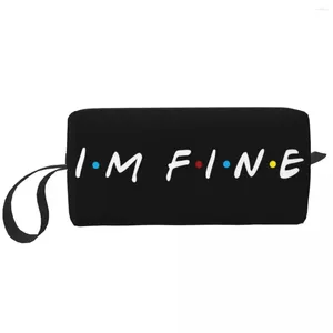 Cosmetic Bags Tv Show Friends Funny Quote Bag Women Cute Large Capacity I'm Fine Makeup Case Beauty Storage Toiletry