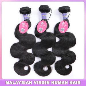 Wefts Queen Hair Products Malaysian Virgin Human Raw Hair Bundles weave 08inch to 28inch 100% human hair extensions body wave Free shipp