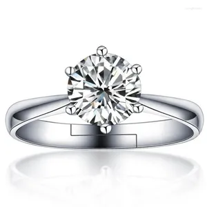 Cluster Rings Classic Six Claw 1ct-3ct Moissanite Ring Round Brilliant Cut Diamond Test Passed Solitaire For Women