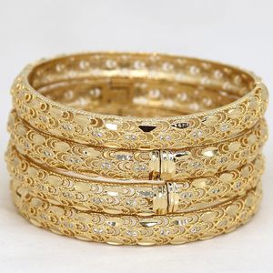 Dubai Braccialetti per le donne Ragazza strass Gioielli placcato oro 14k Africa lusso Bracciali arabi sauditi Habesha Regalo sposa indiana 240103