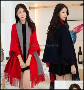 Scarves Wraps Hats Gloves Fashion Aessories Winter Ponchos Women Capes Luxury Pashmina Thick Warm Shawl And Ladies Solid Red St9564817