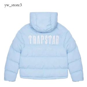 Kurtka Trapstar moda mężczyźni czarny pułapka w dół kurtka Irongate Odłączona kaptur Etter Haftowa z kapturem Winter Trapstar Coat