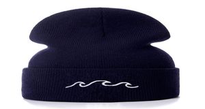 Haftowe kapielki dla mężczyzn dla mężczyzn kobiety dzianina czaszka czapka zimowa czapka Hip Hip Solid unisex fala morska czapka 7126939