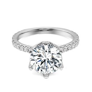 3ct solitaire moissanite noivado anel de casamento realçador configuração de flor vintage com halo oculto 10k 14k 18k anéis de moda de ouro