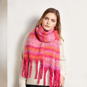 Scarves Fashion Creative Girl Student Thickened Warm Scarf Circle Yarn Fringe Shawl Striped Winter