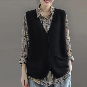 Waistcoats jacka väst Löst tröja Vest Women Autumn Winter Sleeveless Sticked Cardigan Vest Women Coat Short Chaleco Mujer