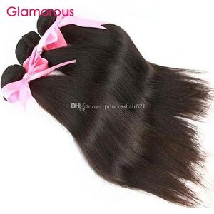 Trame Capelli umani non trasformati glamour Capelli lisci brasiliani tesse 3 pacchi 100g Capelli vergini peruviani indiani malesi di alta qualità E