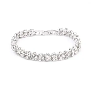 Bracelets de charme Bracelet en cristal romain pour femmes filles simples coupe ronde cubique zircone tennis cadeau de noël