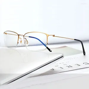 Solglasögon ramar affärsstil semi rimless rektangelglasögon ram män ren titan halv ramlösa glasögon kvinnor skruvlösa optiska