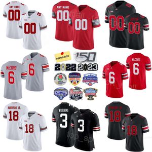 Masculino College Ohio State Buckeyes Futebol 6 Kyle McCord Jerseys Universidade 32 TreVeyon Henderson 19 Chip Trayanum 18 Marvin Harrison Jr 8 Cade Stover 3 Miyan Williams