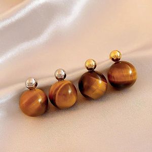 스터드 이어링 라이트 고급 우아한 디자인 Maillard Tiger 's Eye Stone for Women 절묘한 패션 보석 웨딩 선물