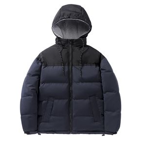 Herren-Baumwolljacke, locker im Winter, plüschig und verdickt, um warm zu bleiben, Patchwork-Baumwolljacke in der Farbe mittleren Alters und junger Leute, lässiger Herrenmantel