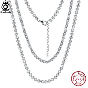 Orsa Jewels Solid 925 Sterling Silver Women Men Tennis Choker Chain Round Cut Cubic Zirconia Necklace Jewelry SC45 240102