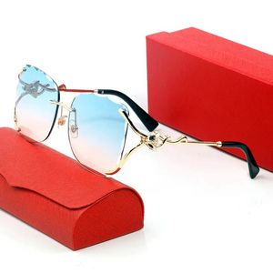 Retro Yuvarlak Güneş Gözlüğü Tasarımcı Kadınlar Polarize Vintage Rimless Fox Spectacle Burun Çerçevesi CARTI C Dekor Güneş Gözlükleri Erkek Çember Göz