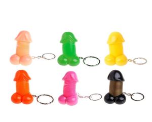 Keychains Creative Funny Penis Keychain Multi Spring Keyring Lovers Men Women Prank Gifts5825245