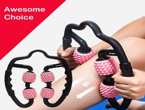 U Shape Trigger Point Massage Roller för armbenhals Muskelvävnad för fitness Gym Yoga Pilates Sport 4 Wheel5959825