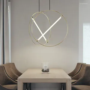 Lampadari Moderni LED Lampada a sospensione semplice Oro Argento Nero Bianco Lampadario rotondo Est Design Decorazioni per la casa Soggiorno