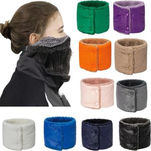 Scarves Unisex Winter Scarf Snap Fastener Neck Warmer Snood Cowl Tube Fleece Ski Motorcycle Thickening Windproof Warm Cover