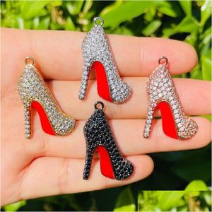 Charms 5st Red Bottom High Heel Shoe Charm Pendant For Women Armband Halsband som gör Micro Pave Handgjorda smycken Fynd Drop Deli Dhxtl