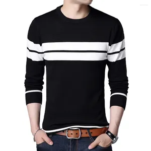 Men's Sweaters Autumn Men Casual Striped Knitted Thin Contrast Color Long Sleeve Pullovers Male Knitwear Tops