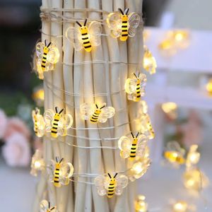 1PCリトルビーLEDストリングライト-6.6フィート20ミツバチの妖精のライトベッドルーム、リビングルーム、中庭、パーティー、結婚式、クリスマス - 温かい白い雰囲気とエネルギー効率。