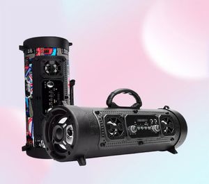 Portabla högtalare CHM17 Bluetooth -högtalare Trådlös LED Colorful Light Barrel Microphone Outdoor Portable Subwoofer Support Blueto3411882