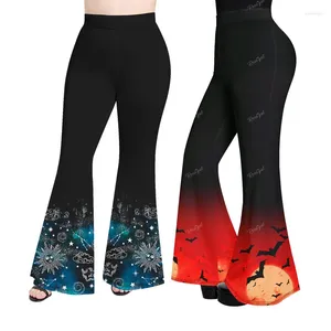 Women's Pants Plus Size 3D Printed Flare XS-6X Women Casual Mid Waist Trousers Ladies Streetwear Bell Bottoms
